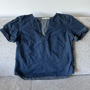 Madewell Denim Short Sleeve V Neck Top Sz S